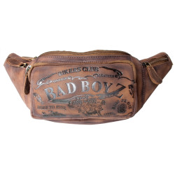Kožená ledvinka Bad Boyz z pevné kůže s pěti kapsami s látkovou podšívkou