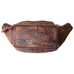 Kožená ledvinka s kamionem TRUCK MAFIA z pevné kůže s pěti kapsami s látkovou podšívkou