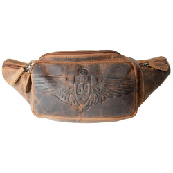 Kožená ledvinka Wild 69 z pevné kůže s pěti kapsami s látkovou podšívkou