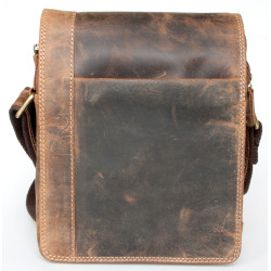 Střední pánská taška z pevné kůže s popruhem přes rameno bez značek a nápisů