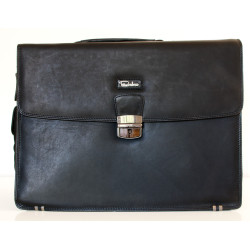 Velká černá kožená pánská taška Pedro z pevné kůže s popruhem přes rameno na cesty i do práce