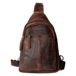 Kožený přesramený baťůžek Lozano z pevné kůže s látkovou podšívkou