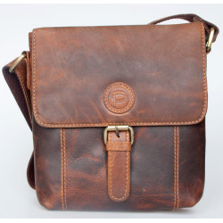 Středně velká pánská taška Pedro z pevné kůže s popruhem přes rameno - ROZBALENÁ