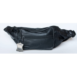 Kožená ledvinka z měkké kůže s šesti kapsami s látkovou podšívkou bez značek a nápisů