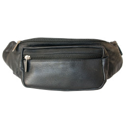 Kožená ledvinka z měkké kůže s třemi kapsami s látkovou podšívkou bez značek a nápisů