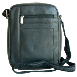 Střední pánská taška z měkké černé kůže s popruhem přes rameno