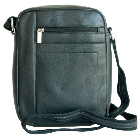 Střední pánská taška z měkké černé kůže s popruhem přes rameno