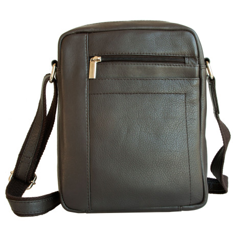 Střední pánská taška z měkké hnědé kůže s popruhem přes rameno