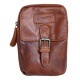 Malá pánská taška Lozano ze světle hnědé kůže s látkovou podšívkou, s poutkem za pas a popruhem přes rameno