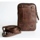 Malá pánská taška Green Valley z hnědé kůže s látkovou podšívkou, s poutkem za pásek a popruhem přes rameno