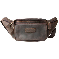 Kožená ledvinka Lozano z pevné kůže s pěti kapsami s látkovou podšívkou