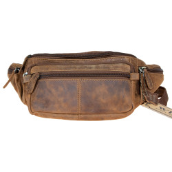 Kožená ledvinka s šesti kapsami s látkovou podšívkou