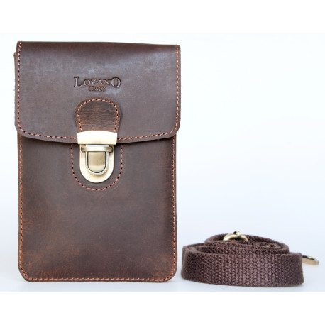 Malá kožená taštička Lozano na pásek nebo popruh z pevné kůže s látkovou podšívkou