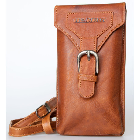 Malá kožená taštička Bullburry na pásek nebo popruh z pevné kůže s látkovou podšívkou