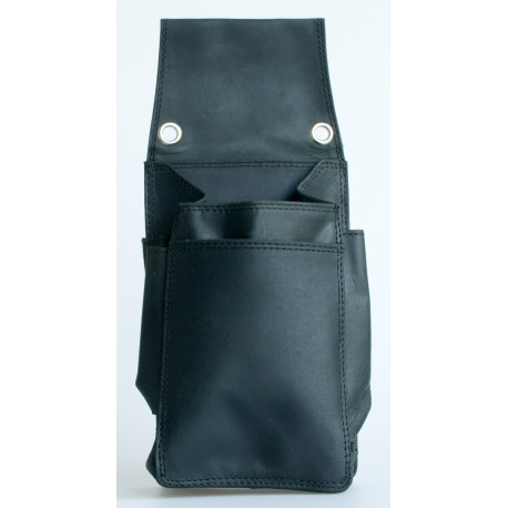 Černá kožená unisex kapsa na číšnickou peněženku - kasírku k zavěšení za opasek