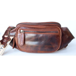 Luxusní kožená ledvinka Pedro z pevné hlazené kůže se čtyřmi kapsami s látkovou podšívkou