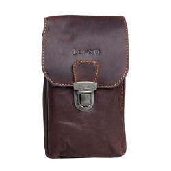 Prostorná kožená taštička Lozano na pásek nebo přes rameno z pevné kůže s látkovou podšívkou