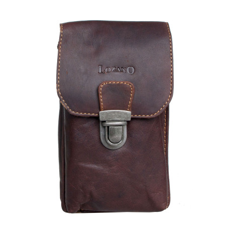Prostorná kožená taštička Lozano na pásek nebo přes rameno z pevné kůže s látkovou podšívkou