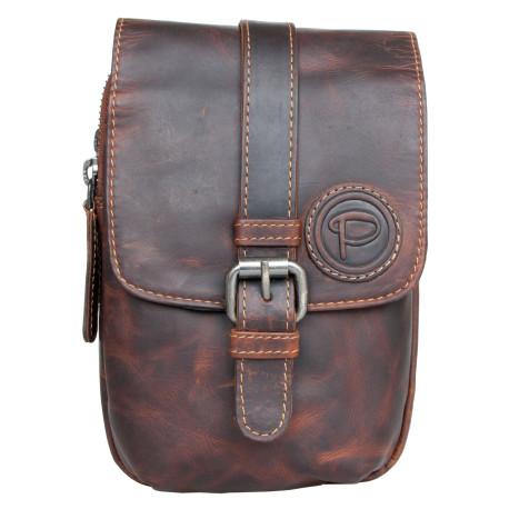 Prostorná kožená taštička Pedro na pásek nebo přes rameno z pevné kůže s látkovou podšívkou