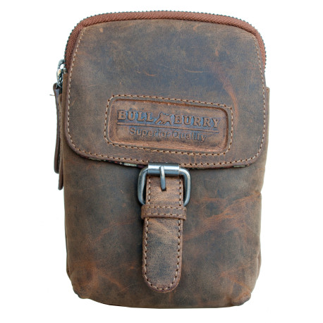 Prostorná kožená taštička Bull Burry na pásek nebo přes rameno z pevné kůže s látkovou podšívkou