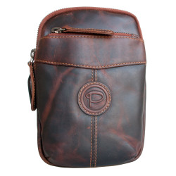 Prostorná kožená taštička Pedro na pásek nebo přes rameno z hlazené kůže s látkovou podšívkou