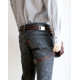 Motorkářská kožená taška Pedro na připevnění kolem pasu a na stehno z hlazené kůže s látkovou podšívkou