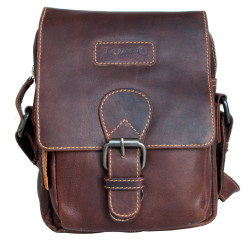 Menší pánská taška Lozano z pevné kůže s popruhem přes rameno ROZBALENÁ