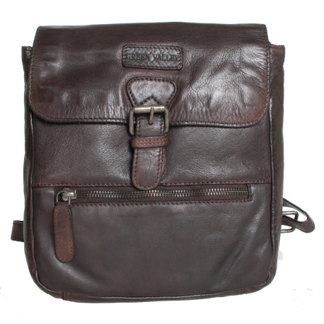 Kožený baťůžek Green Valley na nošení na zádech nebo přes rameno z měkké prané kůže s látkovou podšívkou