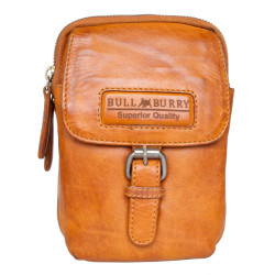 Prostorná světle hnědá kožená taštička Bull Burry na pásek nebo přes rameno z pevné kůže s látkovou podšívkou ROZBALENÁ